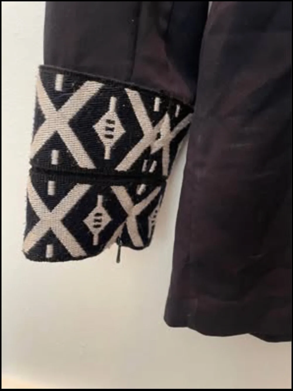 Tory Burch Navy Tunic with Black-and-White Geometric Trim